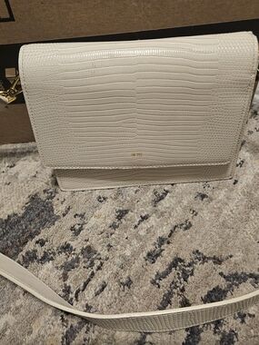 JW PEI Cream Croc-Embossed Crossbody Bag with Gold Hardware